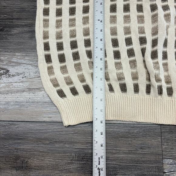 Vintage 90s Claiborne Cream Mens XL Geometric Knit Crewneck Grandpa Sweater USA - Picture 8 of 10